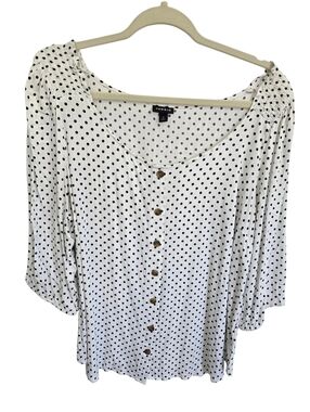 Torrid White with Black Polka Dot Blouse